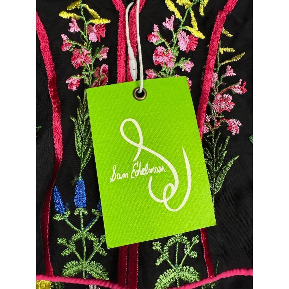 Sam Edelman Botanical Sheer Midi Dress Black with Floral Embroidery Size 0 $168 - Picture 14 of 16